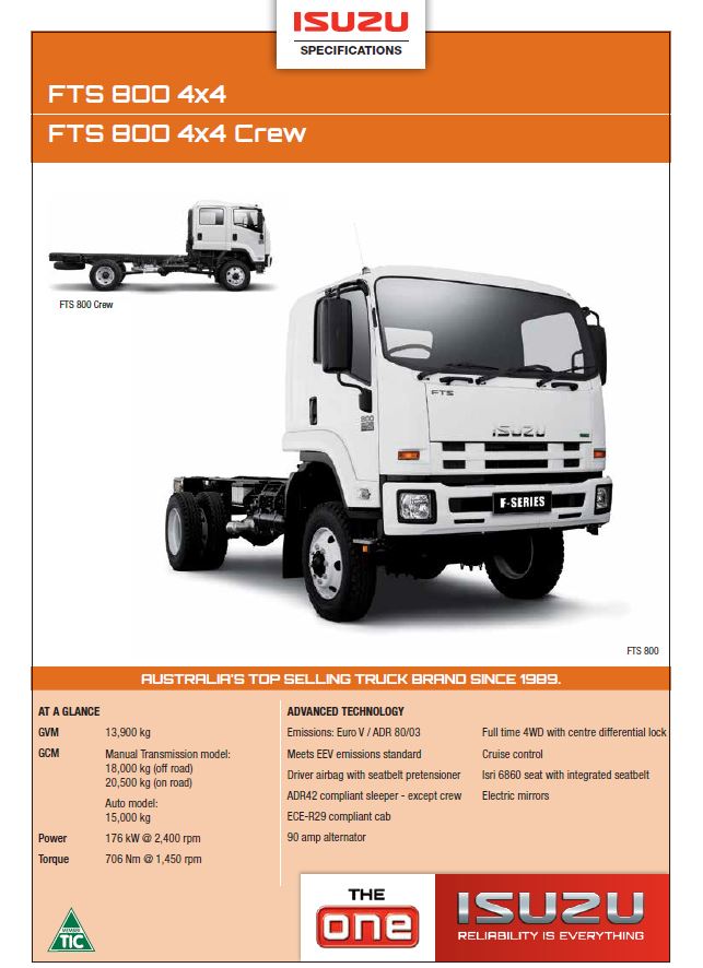 Isuzu FTS 800 / 139-240 Specifications